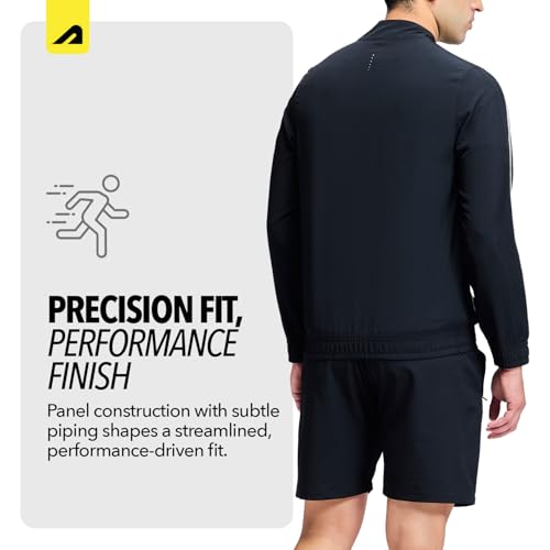 Image of Boldfit Jacket for Men Lightweight Quick Dry Polyester Raglan Sleeve Reflective Running Sports Jacket for Men Full Zip Gym Workout Training & Outdoor, Travel All Season Jacket with Zipper Pockets