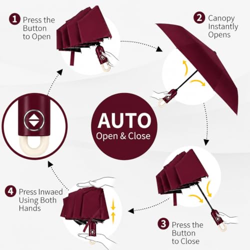 Image of Umbrella for Women | Umbrellas for Men | UV Coated 3 Fold Umbrella for Rain with Auto Open and Close Small Folding Travel-Foldable Windshield