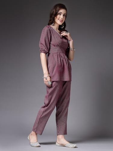 Image of Stylum Women's Self Woven Kantha Cotton Kurti Pant Set
