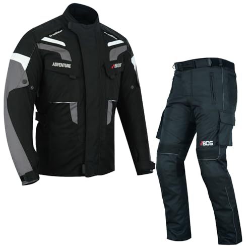 Motorrad Anzug 2-Teilig – Textil Kombi Jacke + Hose, Herausnehmbares Thermofutter, Protektoren,Biker Textil Motorradkombi Herren – Jacke & Hose Set, Wasserdicht, Winddicht, Atmungsaktiv (BLACK, XXL)