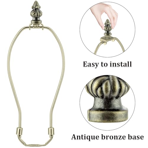 Image of 4Pcs Lamp Finials,Antique Bronze Double Threaded Pineapple Lamp Finial & Double Dragonflies Openwork Lamp Finials,Brass Lamp Finial with Antique Bronze Ten-Thousand Character Lamp Finials Decorative