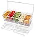 IVYONE Ice Chilled 5 Compartment Condiment Server Caddy | Plastic Storage Food Containers | Serving Tray Container with 5 Removable Dishes over 2 Cup Capacity Each and Hinged Lid