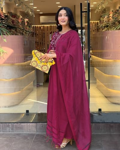 Image of ANNI Designer Women's Rayon Viscose Embroidered Straight Kurta with Pant & Dupatta