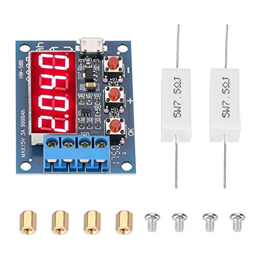 Medidor de capacidad de descarga, 1.2-12V 18650 Medidor de capacidad de batería de plomo-ácido de iones de litio Medidor de descarga Analizador de componentes electrónicos Probador de descarga