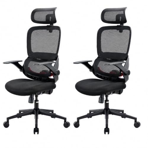 Image of SIHOO B100 SE Office Chair, Desk Chair with Adaptive Lumbar Support & 2D Flip-up Armrests, 135 tilt Soft Memory Foam Erogonomic Chair for Home Office,Hold 300 LBS, 2 Packs, Jet Black