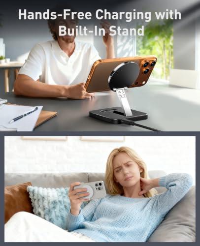 Image of Magnetic Wireless Charger, [2 Pack] 15W Foldable Fast Charging Stand