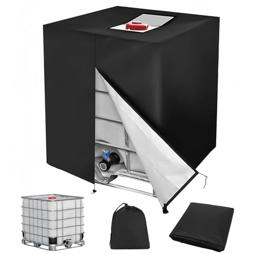 Druuzyl IBC Tank Abdeckung 1000L mit Reißverschluss - UV-Schutzplane 120x100x116cm - Passend für IBC Container & Regentonnen - Wasserdichte Schutzfolie mit Belüftung - Inkl. Befestigungsbändern Druuzyl IBC Tank Abdeckung 1000L mit Reißverschluss - UV-Schutzplane 120x100x116cm - Passend für IBC Container & Regentonnen - Wasserdichte Schutzfolie mit Belüftung - Inkl. Befestigungsbändern