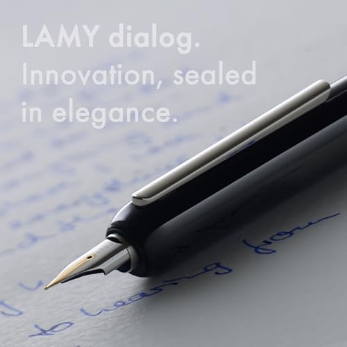 Image of Lamy dialog black - capless fountain pen with twist mechanism - 14 kt gold nib, partially platinum-plated & in size OB - incl. ink cartridge T 10 blue & converter Z 27 - right-handed