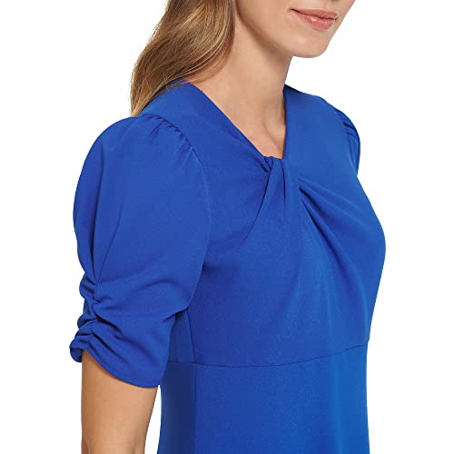 DKNY womens Short Sleeve Fit and Flare Dress With Godet Skirt4