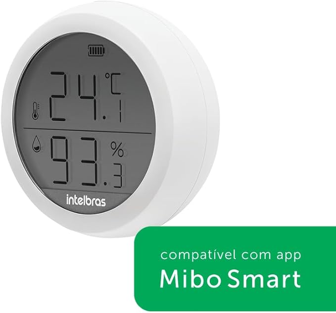 Sensor de temperatura e umidade compacto EKAZA, modelo Zigbee, em cor branca com design minimalista, exibindo formato quadrado com bordas arredondadas, ideal para automação residencial.