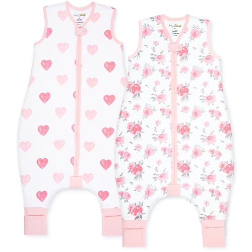 Organic Cotton Toddler Sleep Sack with Feet 0.5 TOG Wearable Blanket 2-Pack