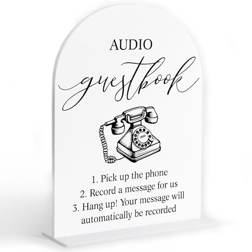Audio Guest Book Sign, White Arch Acrylic Wedding Sign, Audio Guest Book Wedding Phone, Bridal Shower Decor, Engagement Party Decor, Centerpiece Table Decorations Party for Bride and Groom-14