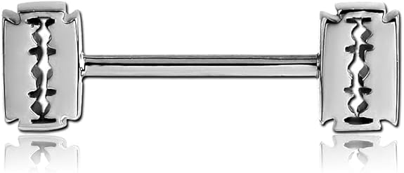 Piercing para pezón de acero quirúrgico con acabado pulido y diseño en forma de escudo