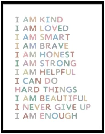 Positive Affirmations Wall Decor for Kids Room, Watercolor Kids A...