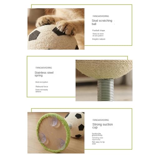 Pelota rascadora para gatos de sisal resistente y estructura de madera 6