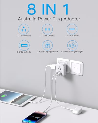 Image of Australia Plug Adapter, HANYCONY New Zealand Power Adapter, 2 Pack