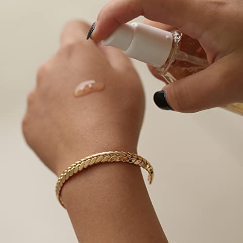 18K Gold Braided Wheat Cuff Bracelet, Open Bangle Bracelet For Women, Dainty Vintage Bracelets For Women Adjustable #TOP2