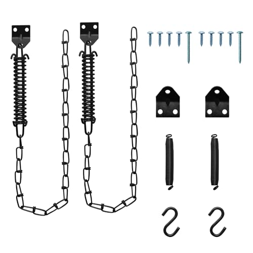 2 Set Screen Door and Storm Door Chain Stop Windproof Door Chain Heavy Duty Storm Door Hardware for Most Doors (Black)