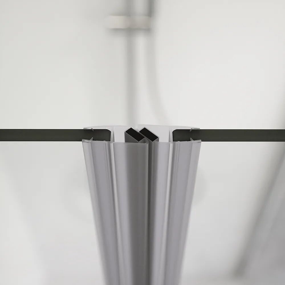 Box doccia 80x80cm con apertura saloon e parete fissa, profili cromati e vetro da 6mm trasparente h195 | Elba