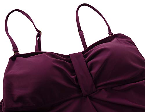 Image of Hilor Women's Flyaway Tankini Top Bandeau Swimsuit Flowy Bathing Suit Tummy Control Swimwear