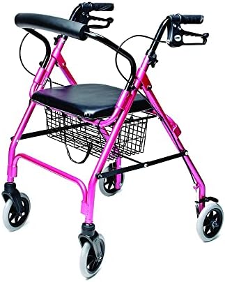 Lumex Walkabout Lite Rollator โ Lightweight 14.5 lb. Rolling Walker with Seat for Seniors, Pink