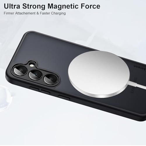 Image of KARWAN Tough Shockproof Armor Back Case Cover Compatible with Samsung Galaxy A55 with 360 Degree Rotation Magnetic Attraction Ring Holder Heavy Duty Rugged Case with Magnetic MagEase Wireless Charging