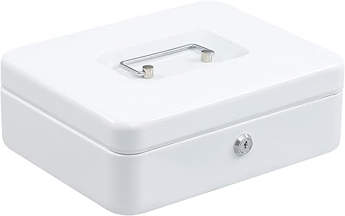 Miniatura 16 de xydled Caja fuerte grande de acero con cerradura con bandeja extraíble para monedas y cerradura de llave, 9.84"x 7.87"x 3.54" pulgadas, azul