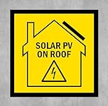Solar PV On Roof, Warning Sign - Self Adhesive Sticker (200mm x 200mm)