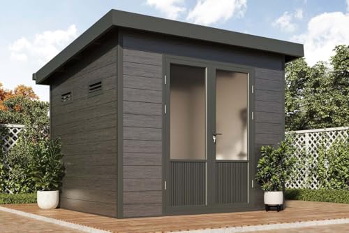 Finnhaus Wolff WPC Gerätehaus Nives 2724 28 Anthrazit/Hellgrau Gerätehaus aus Holz/Kunststoff in...