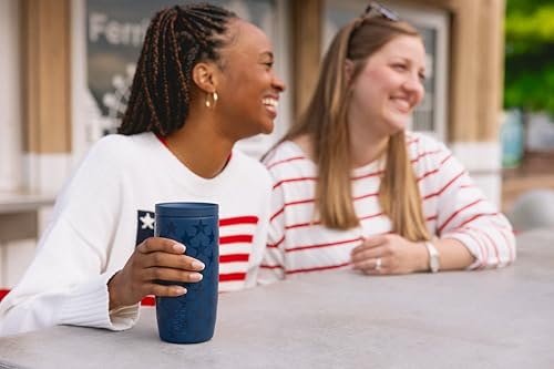 Image of Simple Modern 4th of July Signature Voyager | 16oz Travel Coffee Mug Tumbler with 360 Lid | Gifts for Women Men | Ceramic-Lined Insulated Stainless Steel Cold Brew Iced Coffee Cup | Stars Navy