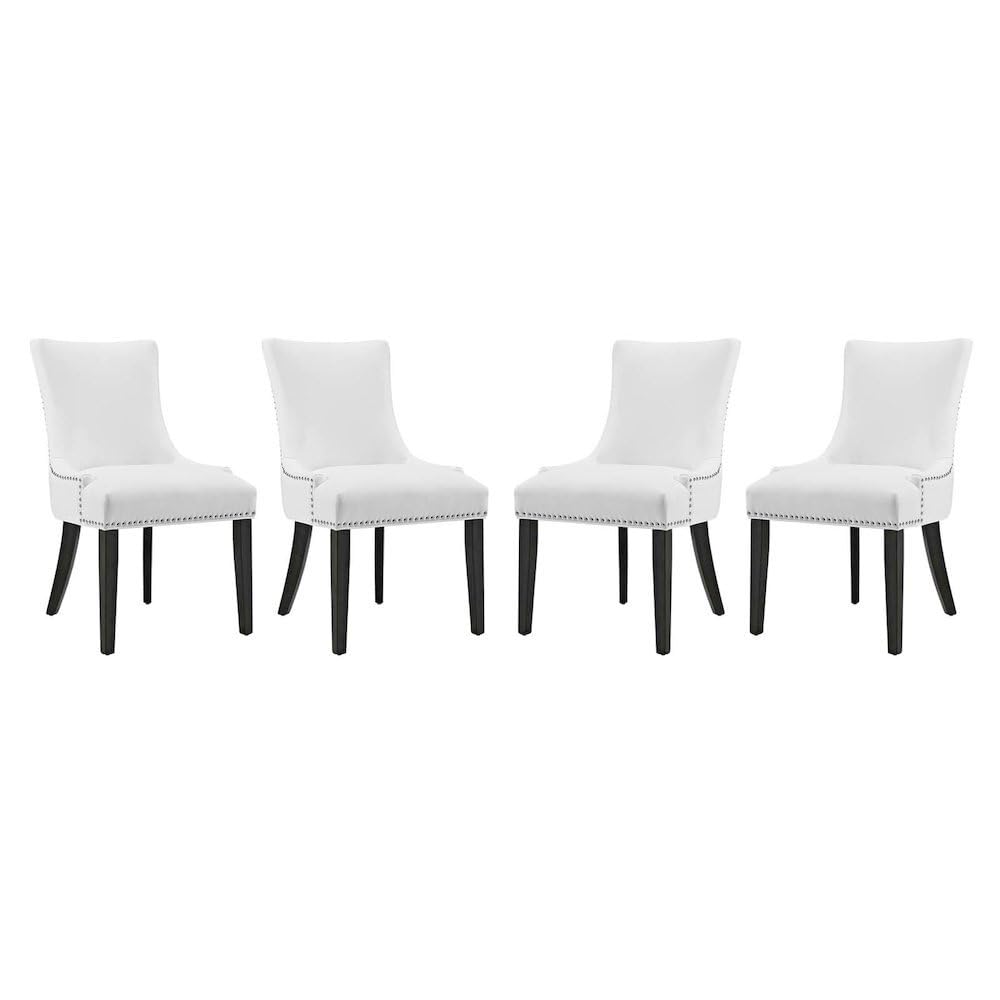 Faux Leather Upholstered Dining Chairs Set of by Furnifact – Faux Leather, White, Pack of 4