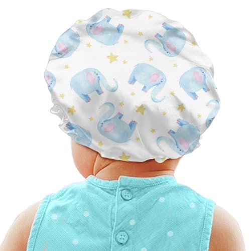 Image of Kids Satin Sleep Cap, Double Layer Reversible Sleeping Bonnet Slouchy Beanie Slap Hat Adjustable Hair Cover for Night Sleep for Boys Girls Toddler Children Baby Cute Baby Elephant