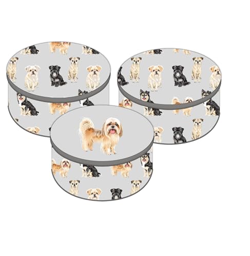 Sterling Sports Set of 3 Round Nesting Cake Storage Tins - Airtight Containers for Cakes, Biscuits & Sweets in Large, Medium & Small Sizes - Ideal Kitchen Mothers Day Gifts (Dog-Print)