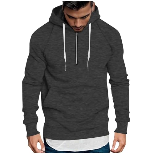 Mens Zip Up Hoodie Casual Long Sleeve Drawstring Sweatshirt Plus Size Fashion Raglan Hoodies Pullover with Pockets