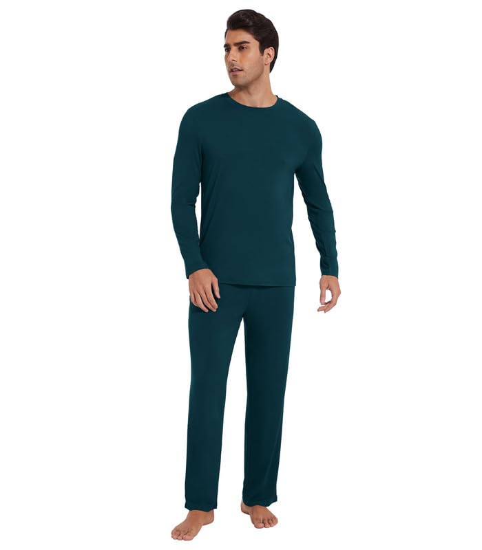 WiWi Men's Viscose from Bamboo Pajamas Set Lightweight Sleepwear Long Sleeve Crewneck Sleep Shirt and Long Pants S-XXL3