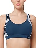 Yvette Sport-BH für Damen, hohe Belastung, 70 - 100 DD mit gekreuztem Rücken, Push-Up-BH mit hoher Unterstützung, Übergröße, Dunkelblau, 110E