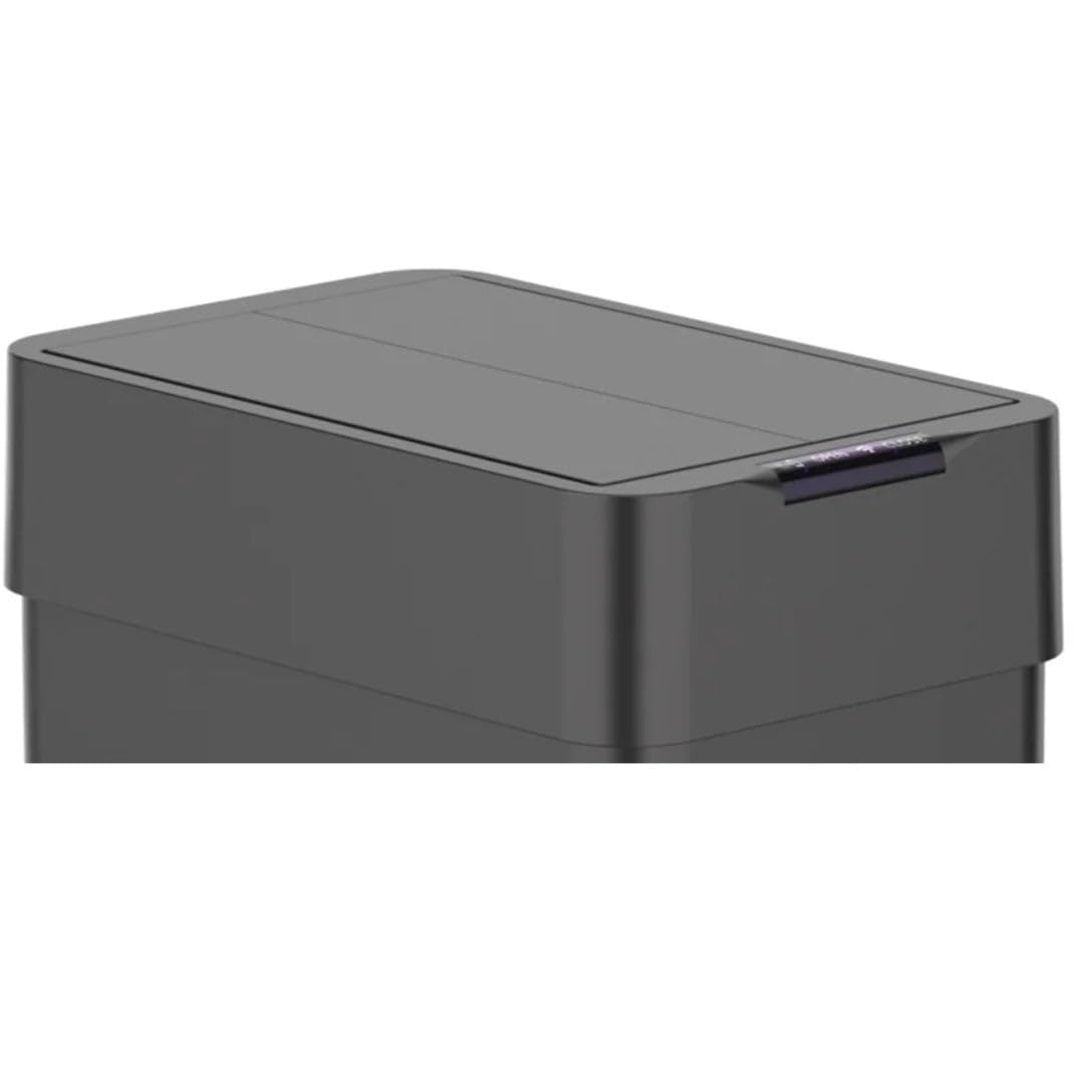KITCHEN MOVE Couvercle de Poubelle de cuisine automatique SILVERLAKE BLACK en acier Inox avec cerclage Ouverture papillon