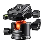 K&F Concept 32mm Tripod Ball Head 360° Panoramic, Low Profile Ball Head with 1/4" Screw 3/8" Thread Mount and QR Plate, Bubble Level for Camera, Tripod, Monopod, binocular, Load Capacity up to 12KG