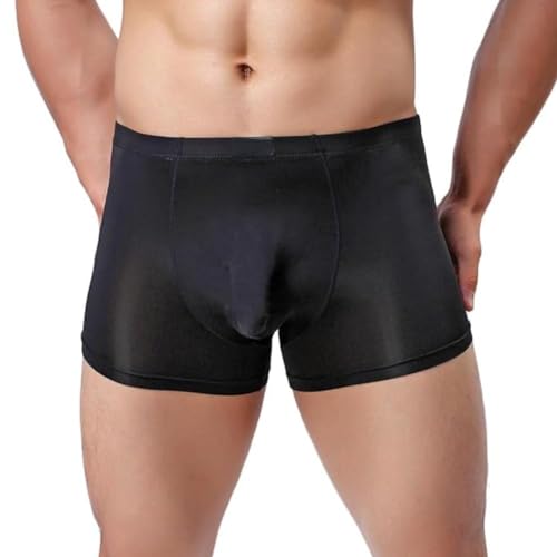 Mens Elephant Trunk Underwear Sexy Ice Silk Solid Color Separate Pouch Boxer Briefs2