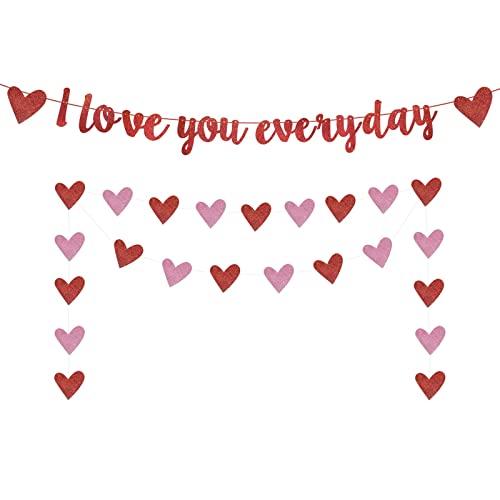 Image of Festiko Kids I Love You Everyday Banner, Red Glittery Valentines Day Banner For Valentines Day Party Decorations, Engagement, Wedding Anniversary Party Decorations Photo Props, Valentines Day