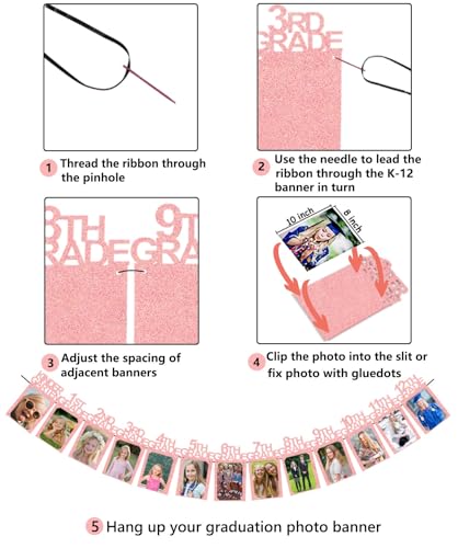 Image of Graduation Decorations Class of 2026 Graduation Photo Banner 8x10 for Paty Decorations 2026 K-12 Photo Display for High School Senior Grad Decor Party Supplies Pink, 8x10 K003PK