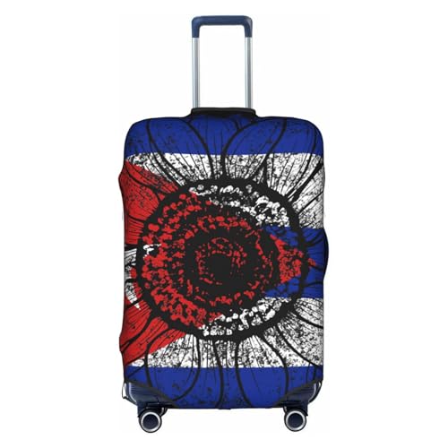 Travel Luggage Cover Vintage Sunflower Cuba Flag Fashion Washable Baggage Suitcase Protector Fit For Luggage X-Large