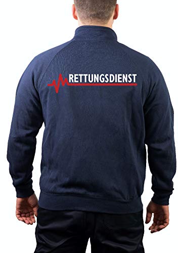 FEUER1 Sweatjacke Navy, Rettungsdienst mit roter EKG-Linie L