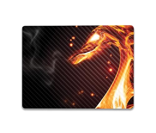Image of MightySkins Carbon Fiber Skin Compatible with Microsoft Surface Laptop Go 3 (2023) Full Wrap Kit - Flaming Dragon | Protective Durable Textured Carbon Fiber Finish | Made in The USA