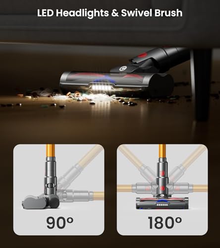 Image of CHEBIO Cordless Vacuum Cleaner, 550W /45Kpa Vacuum Cleaners for Home with LED Display, Anti-Tangle Cordless Stick Vacuum with 65Min, Lightweight Wireless Vacuum for Hard Floors /Carpets /Pet Hair