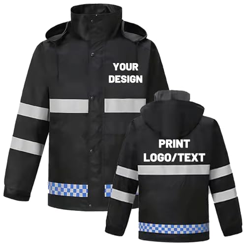 BIJUNDENG Custom Mens Safety Rain Jacket Waterproof Reflective High Visibility Work Construction Rain Coat Add Your Logo
