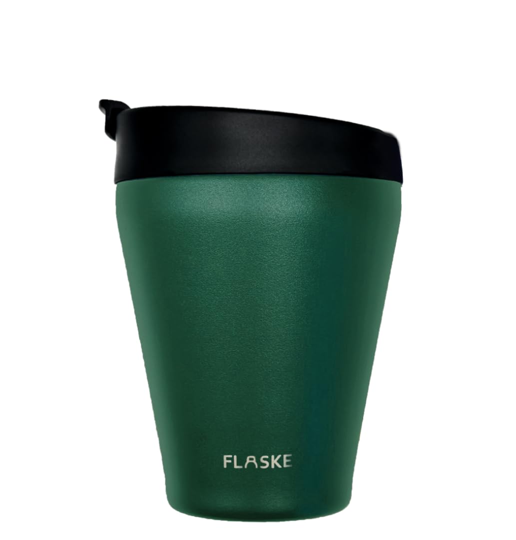 Flaske Kaffeebecher – 200 ml Edelstahl – Isolierter Reisebecher – Auslaufsicher & Umweltfreundlich (Moss)