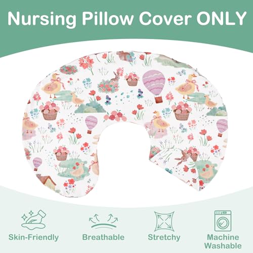 Image of TANOFAR Nursing Pillow Cover, Stretchy Removable Breastfeeding Pillow Cover, Ultra Soft Snug Fits On Newborn Feeding Pillow Case for Baby Girls, Farm