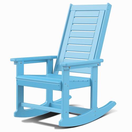 GREENVINES Outdoor Rocking Chairs | Set of 2 | Porch Rocker | HDPE Plastic | Arctic | Oversized Rockers | High Back | Big & Tall | Ladder Back | for Patio Outside Backyard Balcony Garden Arc