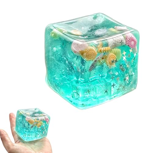 Cube Anti Stress,Boule Anti-Stress Ice Cube,Squishy Fidget Cube Toys for Kids & Adults,Jouet Anti-Stress en Forme De Coquillage Et De Glaçon,Soft Squeeze Toys...